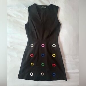 KATE SPADE - SATURDAY Vintage Black Mini Dress w/ rainbow circle details.Size 00